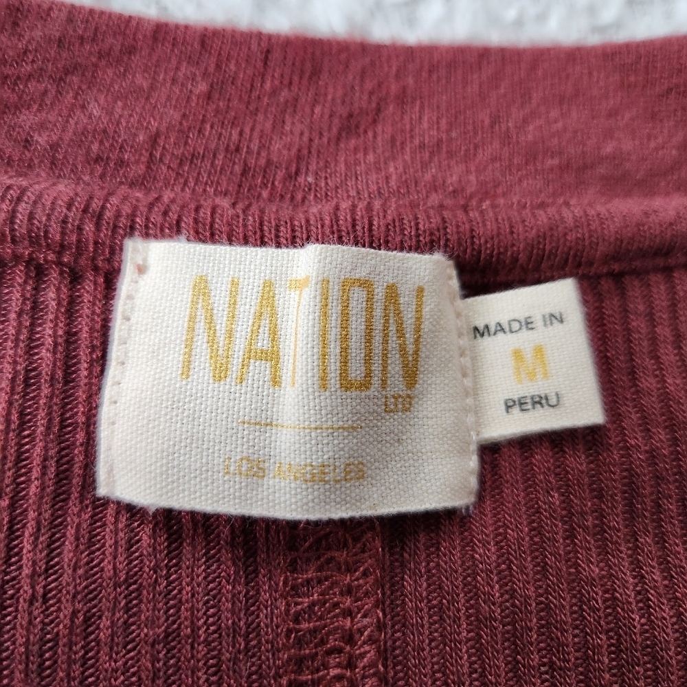 NATION LTD Nona Cardigan Sweater in Red Maroon Full Button Front size Medium - Picture 4 of 5